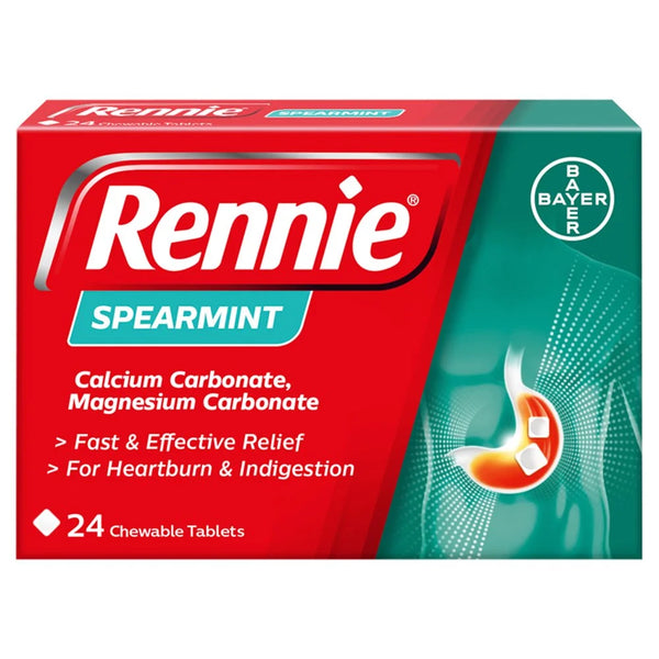 Rennie Spearmint Chewable Tablets 24s, front of pack