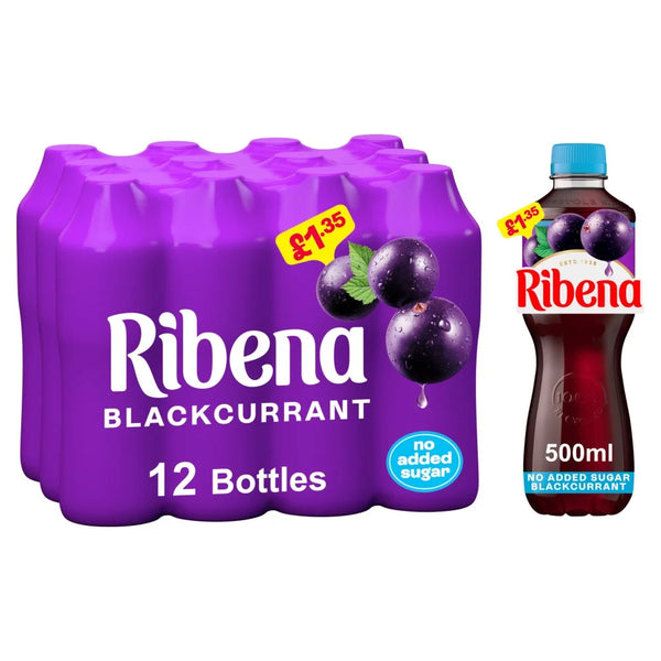 Ribena Blackcurrant No Added Sugar Juice Drink 500ml, front of pack