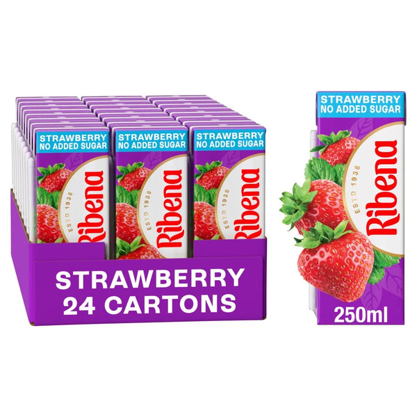 Ribena No Added Sugar Strawberry carton 250ml, front of pack