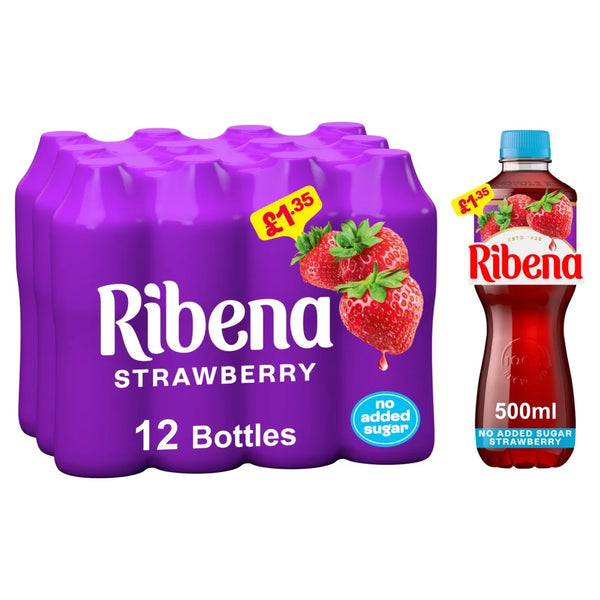 Ribena Strawberry Juice Drink No Added Sugar 500ml, front of pack