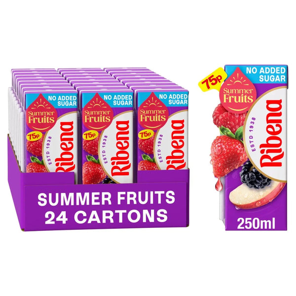 Ribena Summer Fruits No Added Sugar 250ml Carton, front of pack