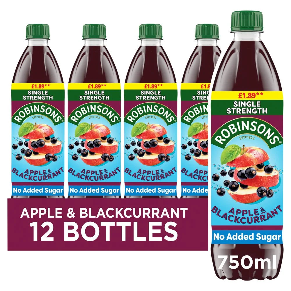 Robinsons Apple & Blackcurrant No Added Sugar Squash 750ml, front of pack