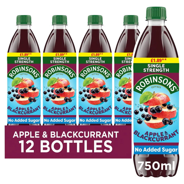 Robinsons Apple & Blackcurrant No Added Sugar Squash 750ml, front of pack
