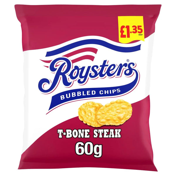 Roysters T-Bone Steak Crisps 60g, front of pack