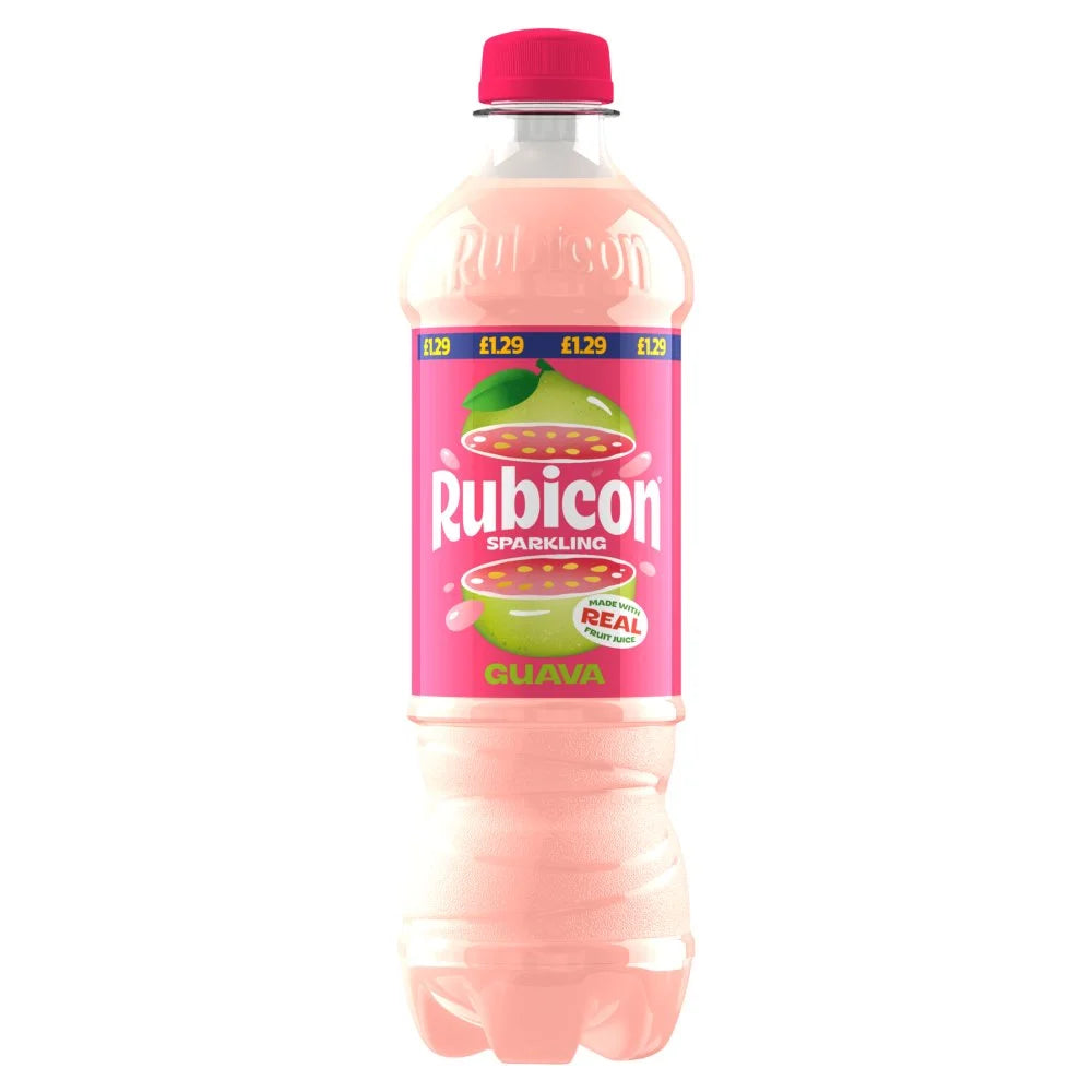 Rubicon Guava Sparkling Soft Drink 500ml bottle, front of pack