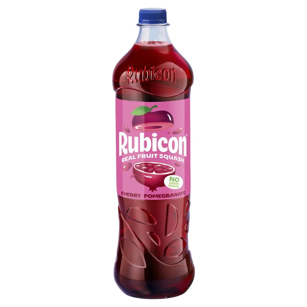 Rubicon Real Fruit Squash Cherry Pomegranate 1L, front of pack