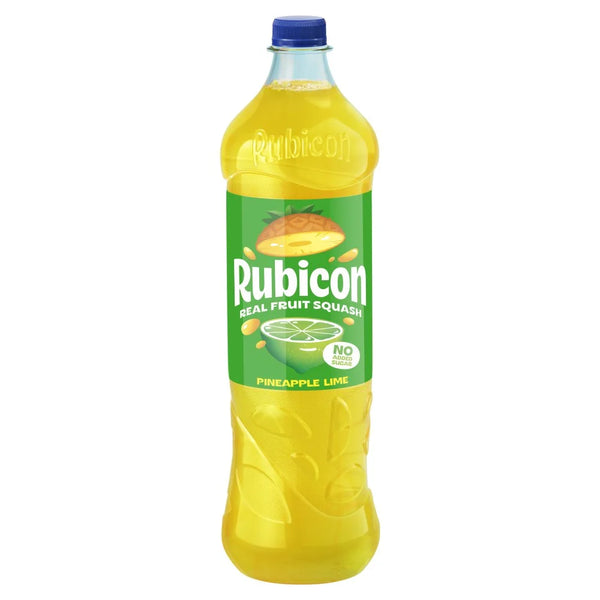 Rubicon Real Fruit Squash Pineapple Lime 1L, front of pack