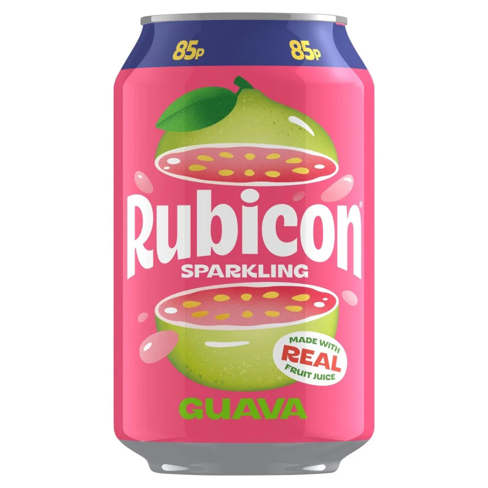 Rubicon Sparkling Guava Soft Drink can 330ml, front of pack