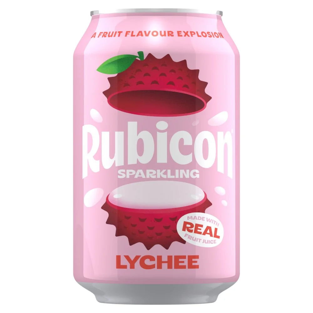 Rubicon Sparkling Lychee Soft Drink Can 330ml, front of pack