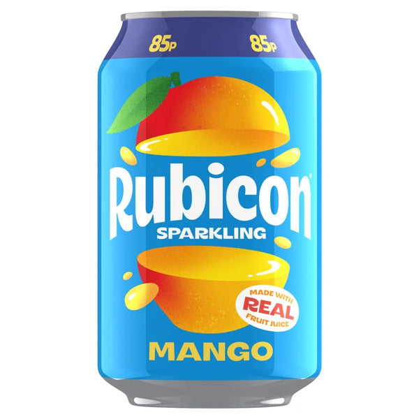 Rubicon Sparkling Mango Soft Drink can 330ml, front of pack