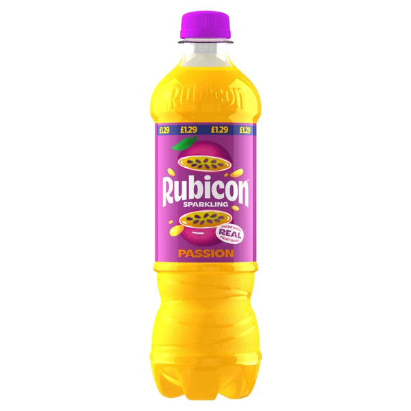 Rubicon Sparkling Passion Fruit 500ml bottle, front of pack