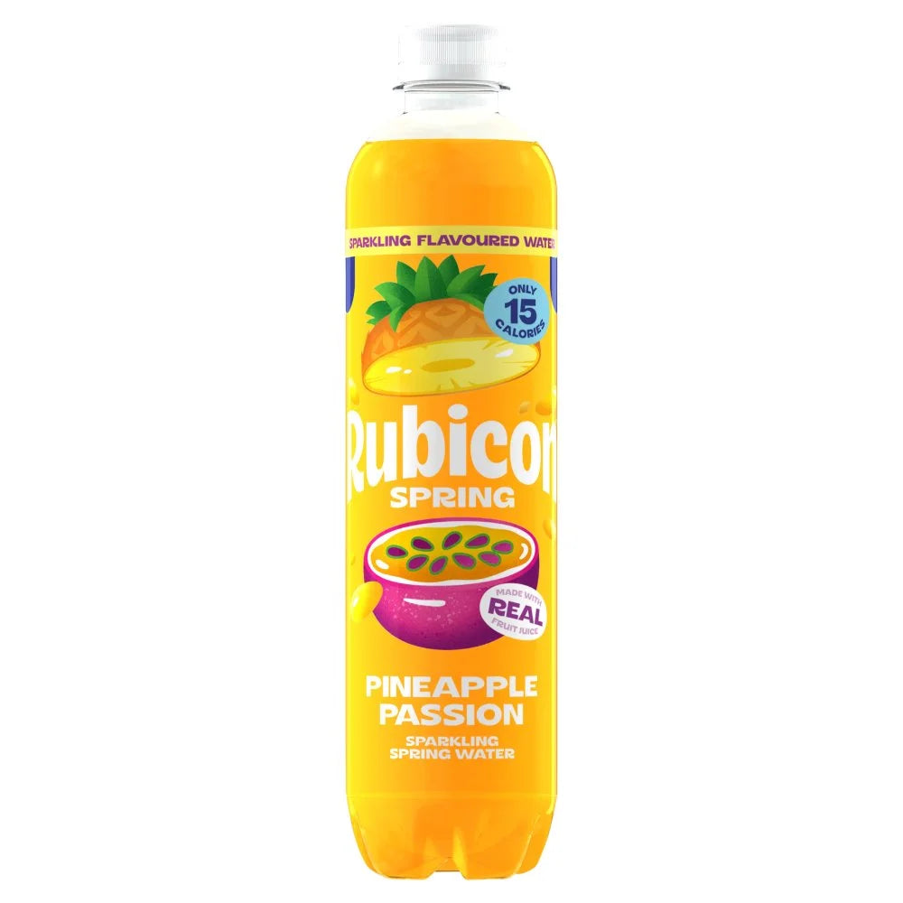 Rubicon Spring Pineapple Passion Sparkling Spring Water 500ml, front of pack