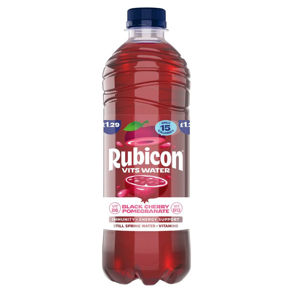 Rubicon Spring Vits Black Cherry Pomegranate Water 500ml, front of pack