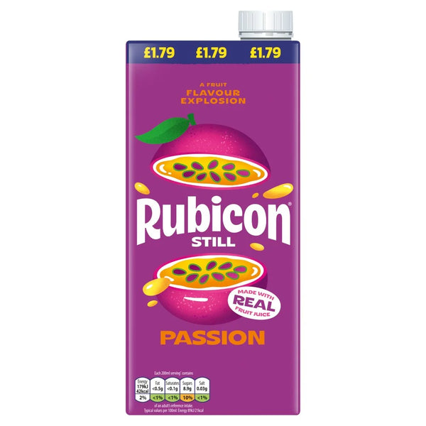 Rubicon Still Passion Drink 1 Litre, front of pack