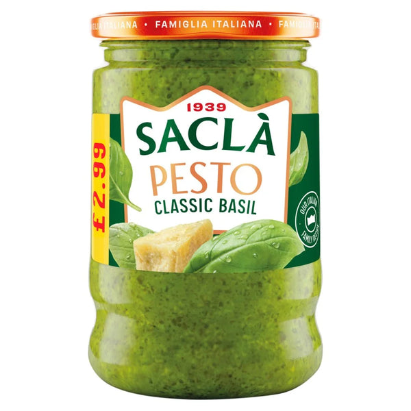 Sacla' Pesto Classic Basil 190g, front of pack