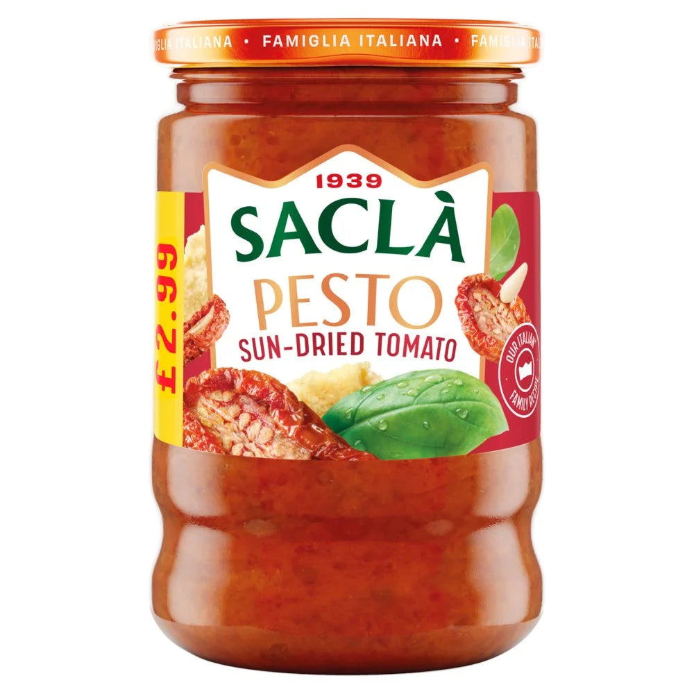 Sacla' Pesto Sun-Dried Tomato 190g, front of pack