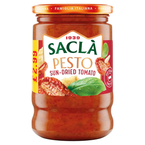 Sacla' Pesto Sun-Dried Tomato 190g, front of pack