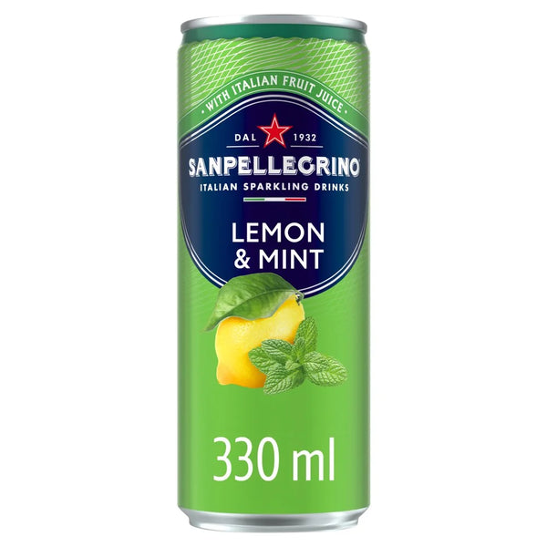 San Pellegrino Lemon & Mint sparkling drink 330ml, front of pack
