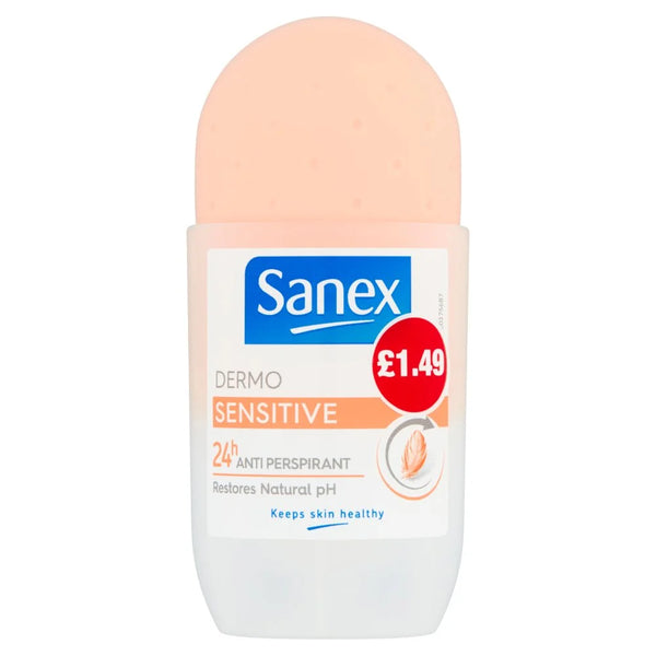 Sanex Roll On Deodorant Sensitive 50ml, front of pack