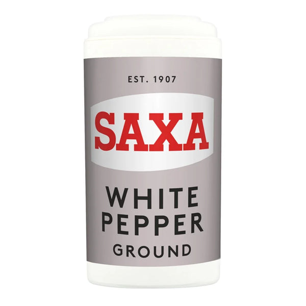 Saxa Ground White Pepper 25g, front of pack
