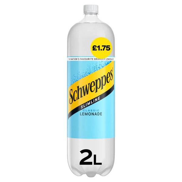 Schweppes Slimline Lemonade 2L, front of pack