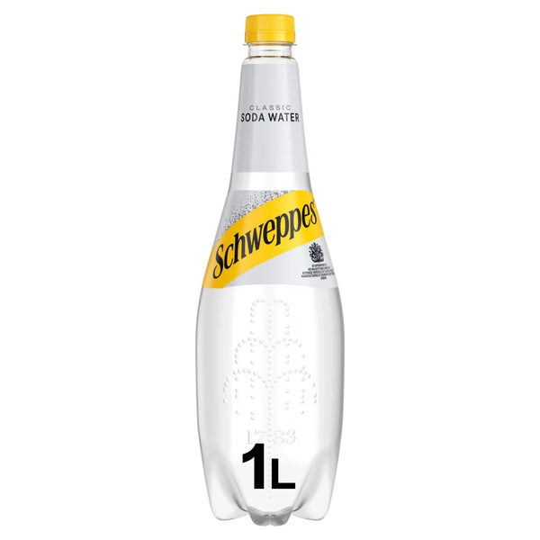 Schweppes Soda Water 1L Bottle, front of pack
