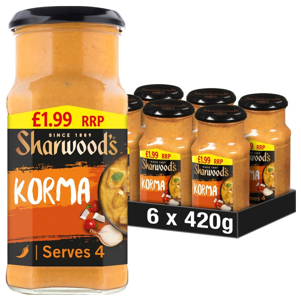 Sharwood's Indian Korma Curry Cooking Sauce 420g, front of pack