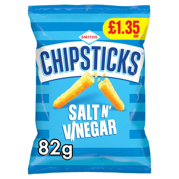Smiths Chipsticks Salt and Vinegar crisps 82g, front of pack