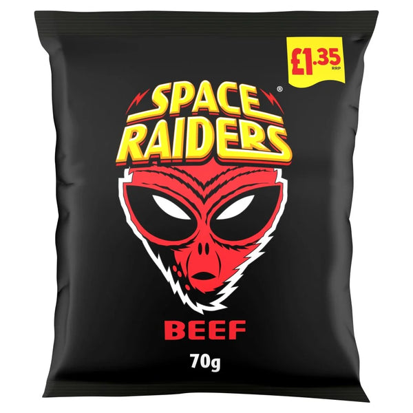 Space Raiders Beef Crisps 70g, front of pack