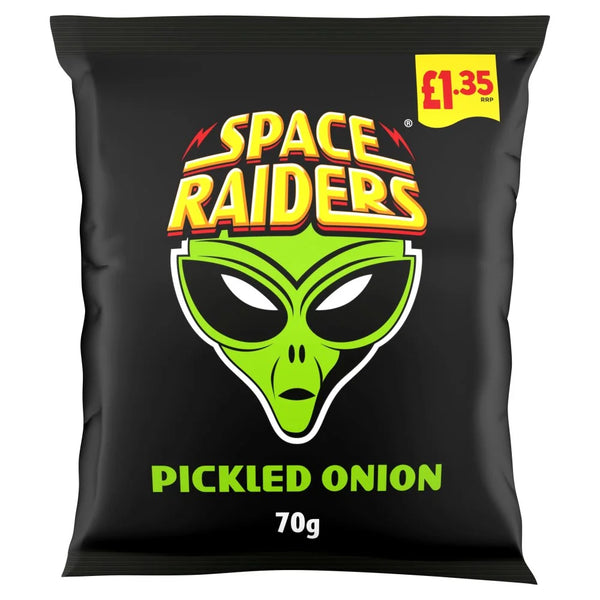 Space Raiders Pickled Onion Crisps 70g, front of pack