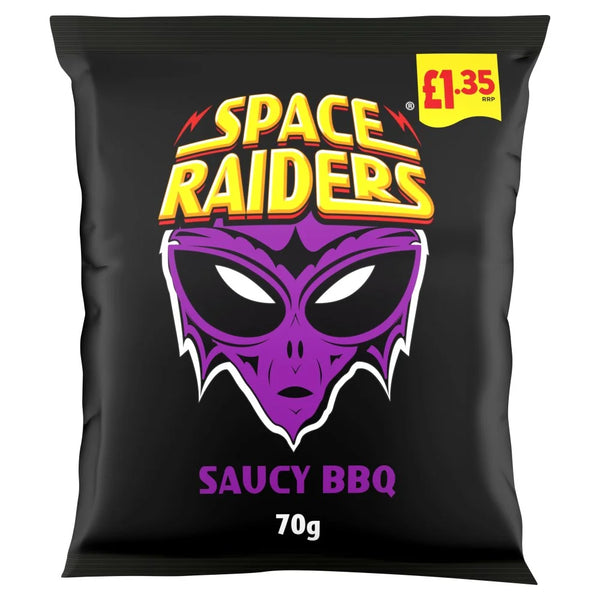 Space Raiders Saucy Barbecue Crisps 70g, front of pack