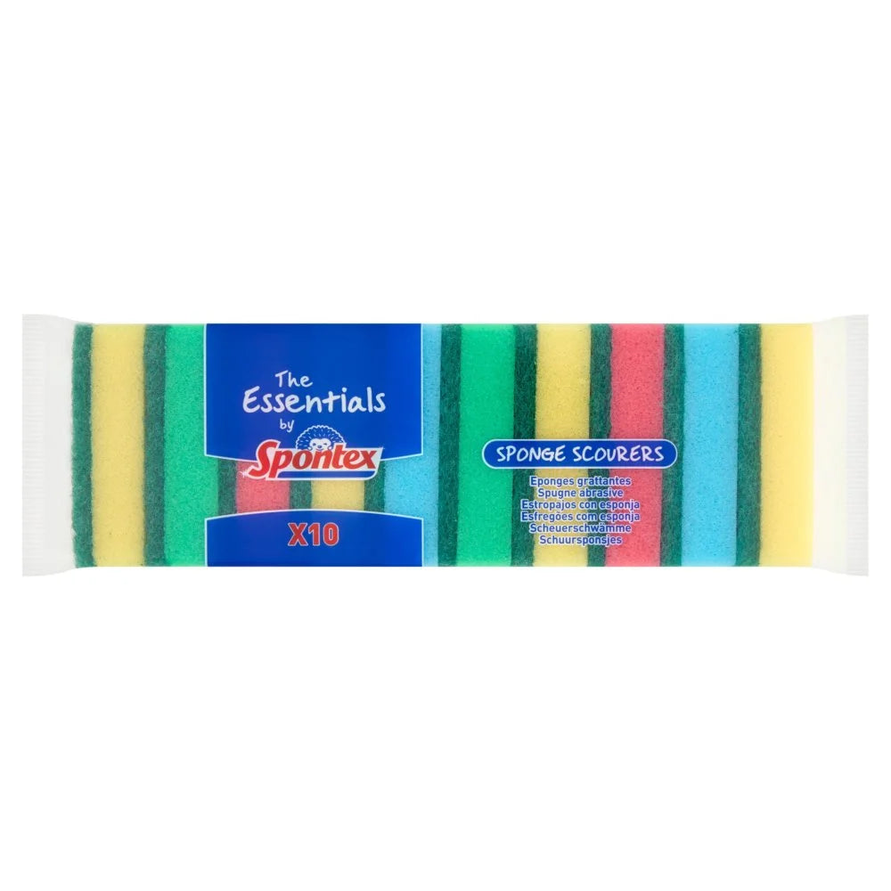 The Essentials by Spontex 10 sponge scourers, front of pack