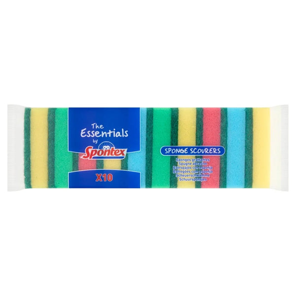 The Essentials by Spontex 10 sponge scourers, front of pack