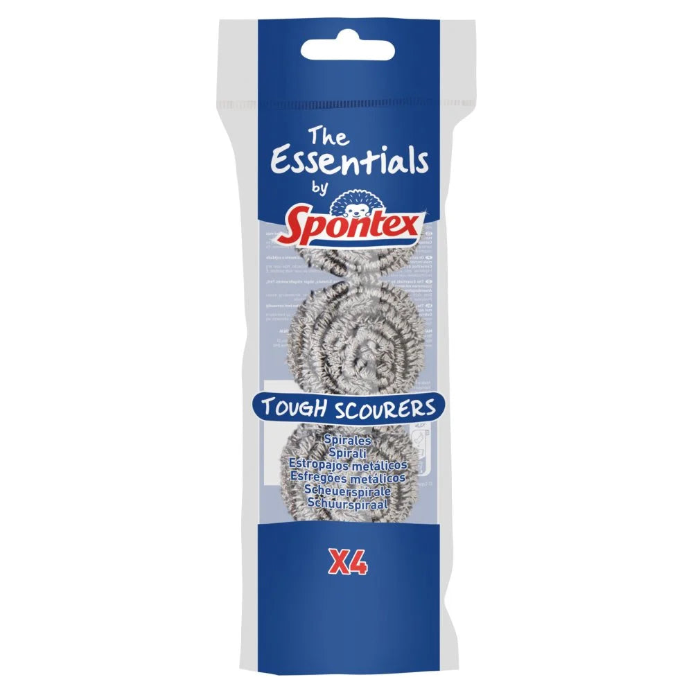 The Essentials by Spontex 4 tough scourers, front of pack