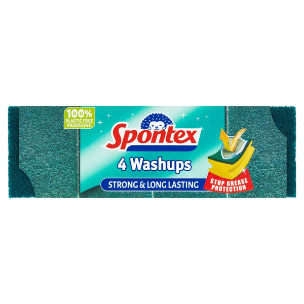 Spontex Washups General Purpose Sponge Scourers 4 Pack, front of pack