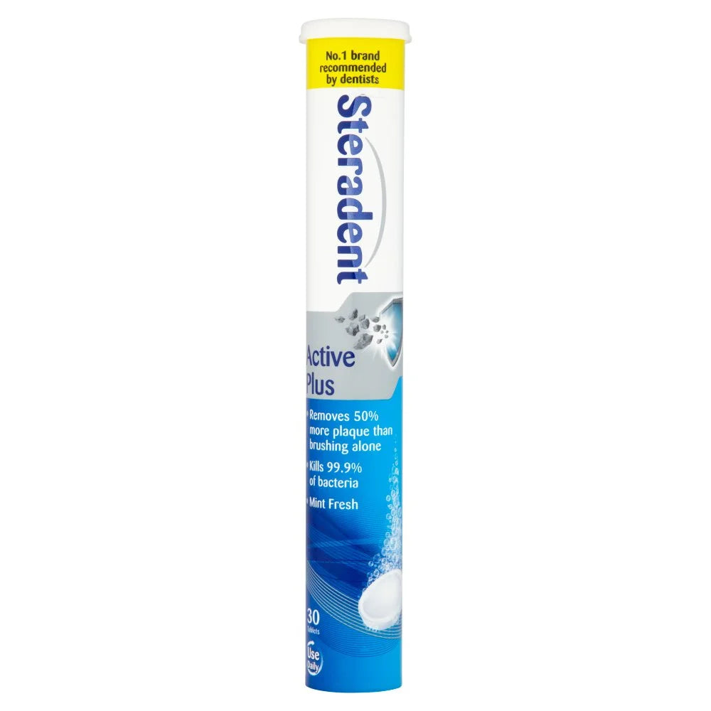 Steradent Active Plus 30 Tablets, front of pack