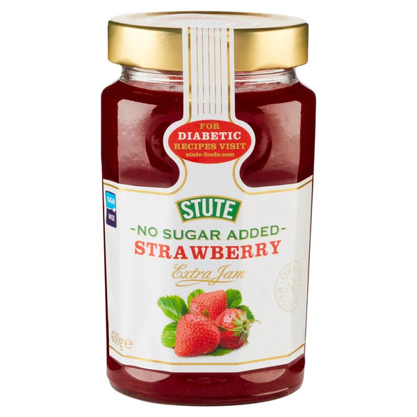 Stute No Sugar Added Strawberry Extra Jam 430g, front of pack