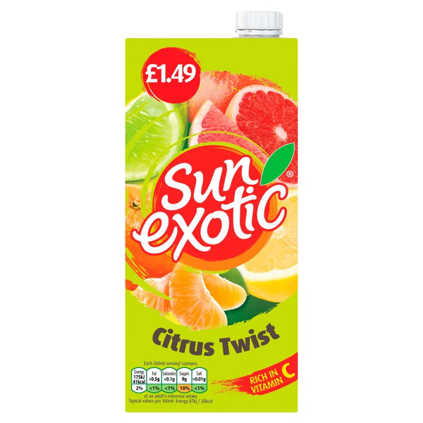 Sun Exotic Citrus Twist Soft Drink 1L, front of pack