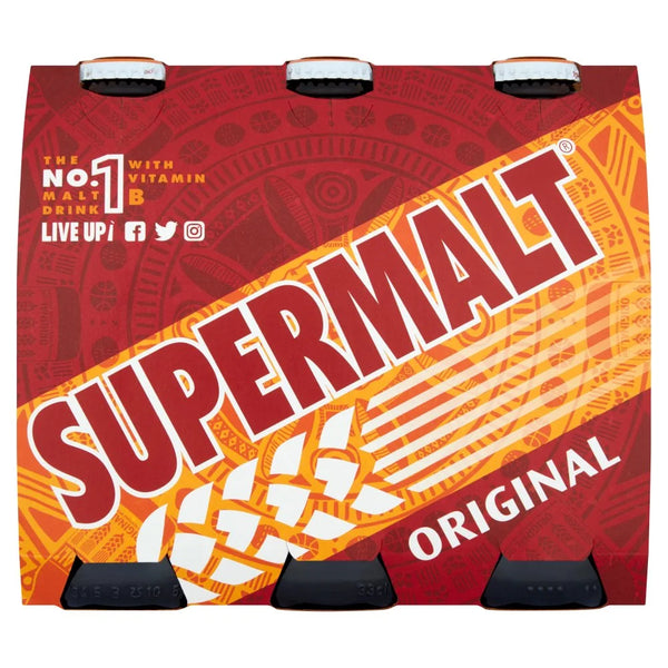 Supermalt Original malt drink 330ml bottles, front of pack