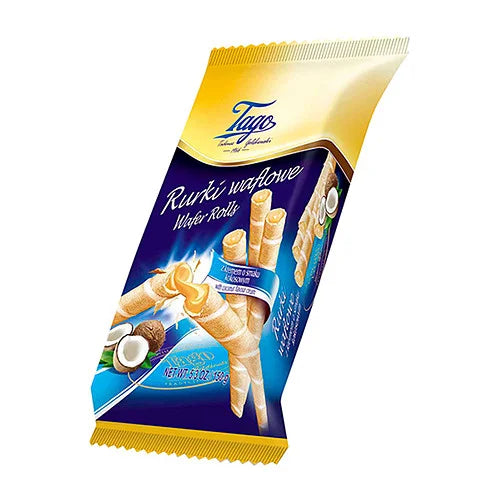 Tago Wafer Rolls with Coconut Cream 150g, front of pack