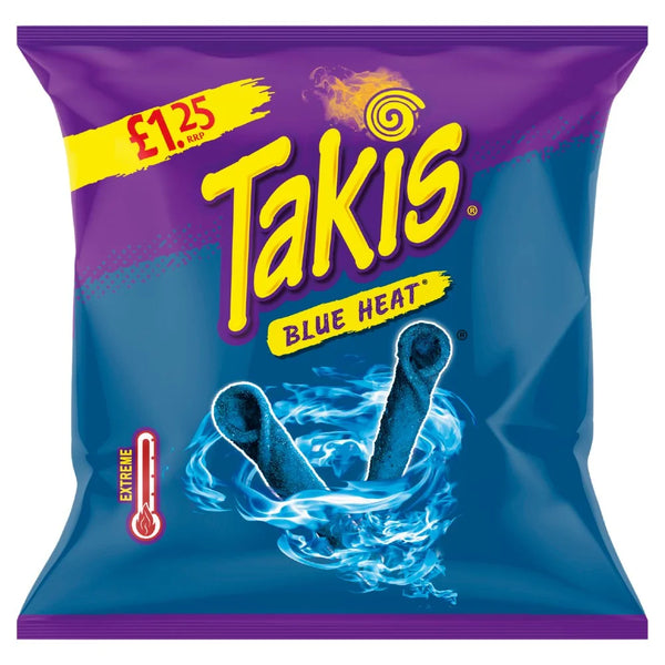 Takis Blue Heat Chilli and Lime Corn Snack 55g, front of pack