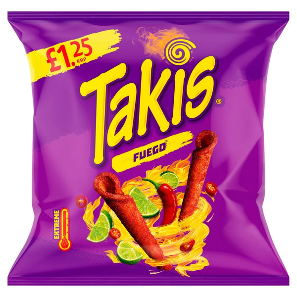 Takis Fuego Chilli and Lime Corn Snack 55g, front of pack