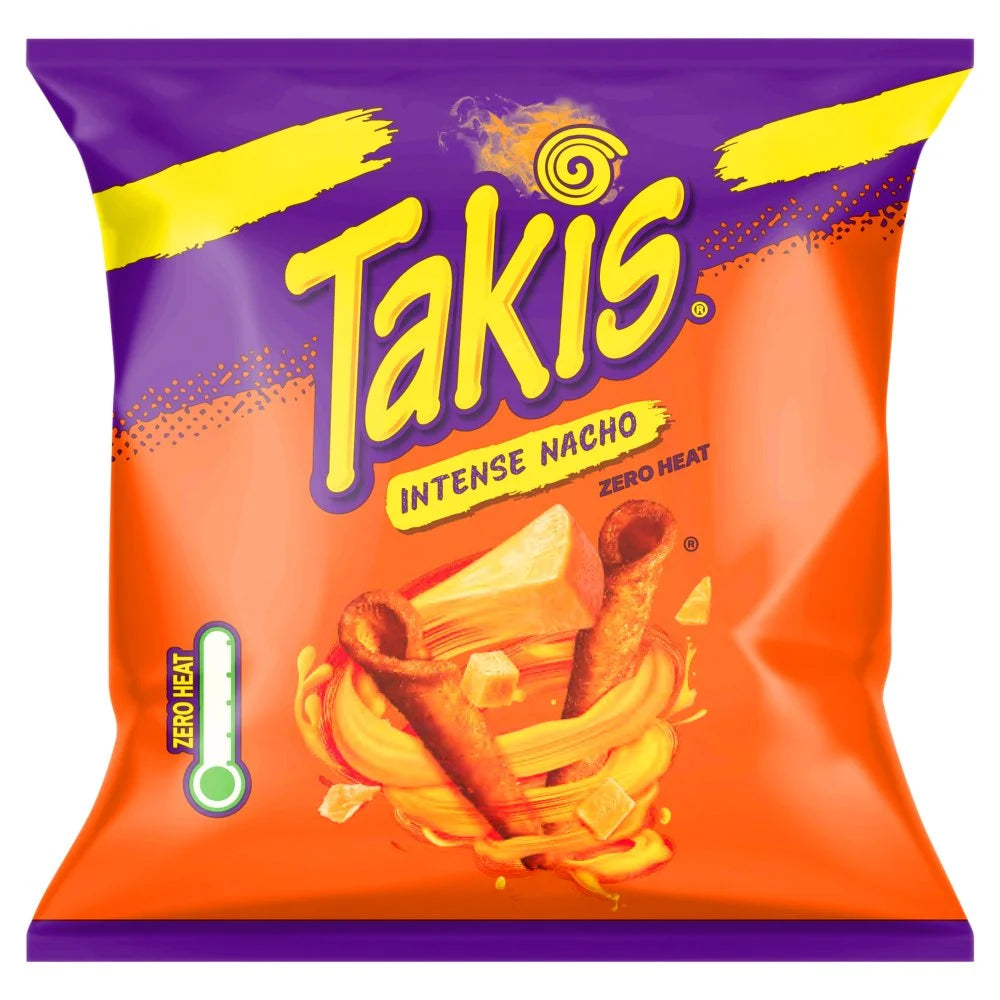 Takis Intense Nacho Cheese Corn Snack 55g, front of pack