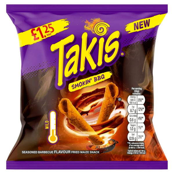 Takis Smokin' BBQ fried maize snack 55g, front of pack