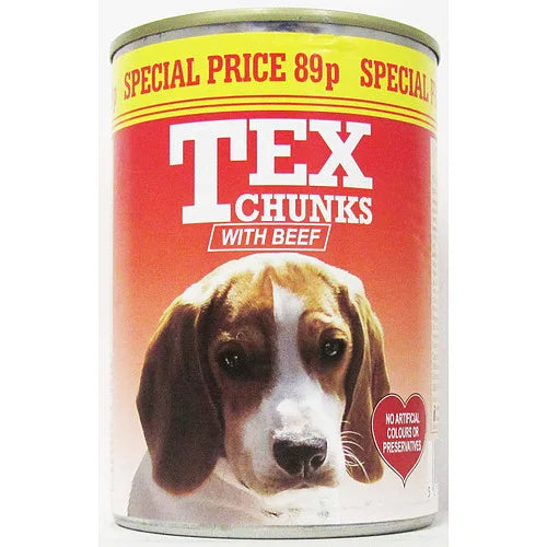 Tex Chunks Beef Dog Food 400g, front of pack