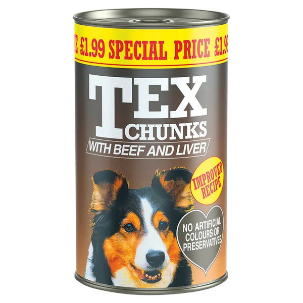Tex Chunks with Beef and Liver dog food 1.2kg, front of pack