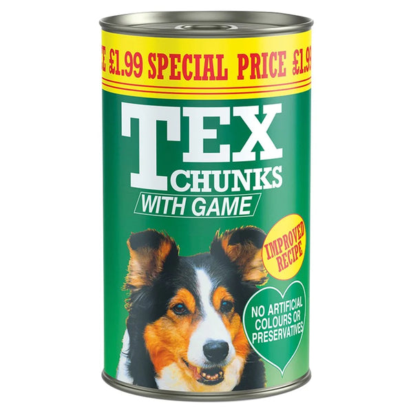 Tex Chunks with Game dog food 1.2kg, front of pack