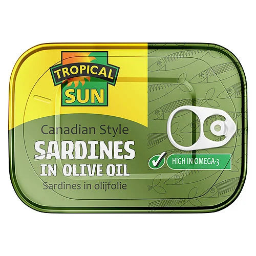 Tropical Sun Canadian Sardines in Olive Oil 106g, front of pack