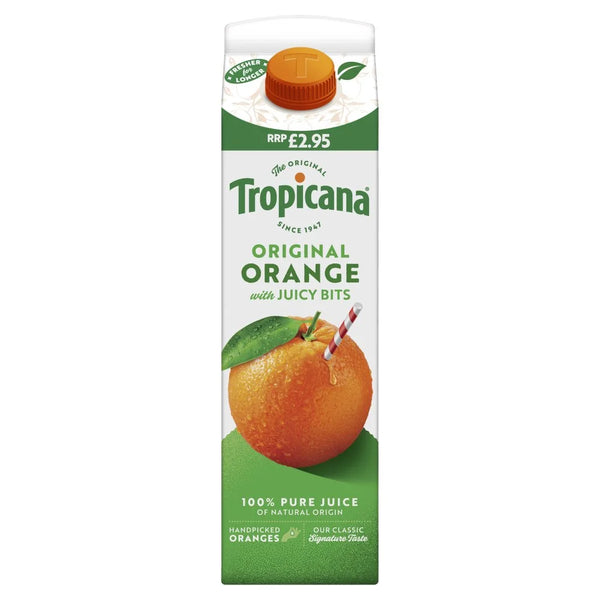 Tropicana Long Life Original Orange with Bits juice 850ml, front of pack