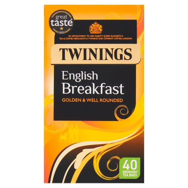 Twinings English Breakfast 40 Tea Bags, front of pack